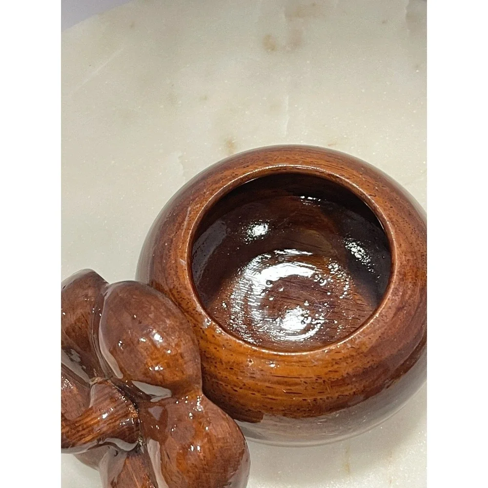 Wooden Hand Carved Lidded‎ Decor Storage Jewelry Organizer Pumpkin Trinket Box
